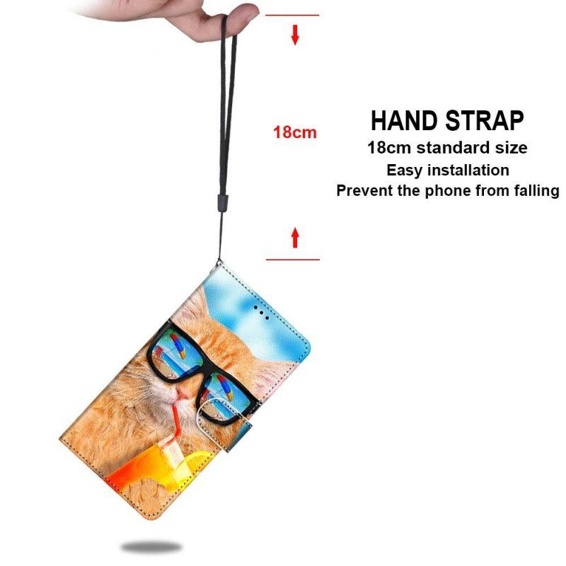 Θήκη Flip Xiaomi Redmi Note 11 Pro Plus 5G με κορδονι Strappy Star Cat
